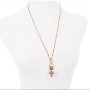 Marbeled Triangle Stone Gold Necklace